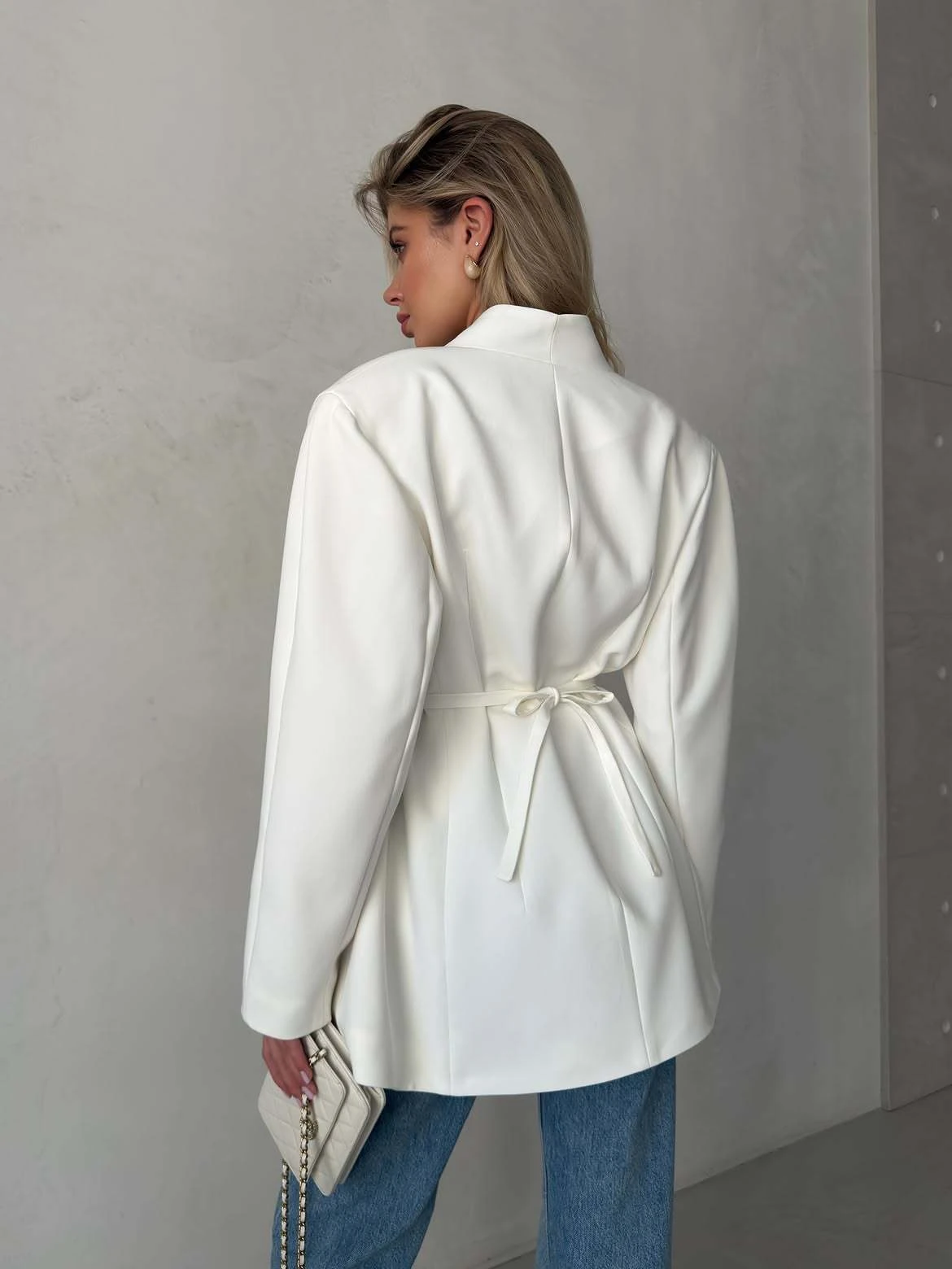 Elegant Women Spring Autumn Coat Collarless V Neck Single Button Drop Shoulder Mid Long Jacket with Pockets
