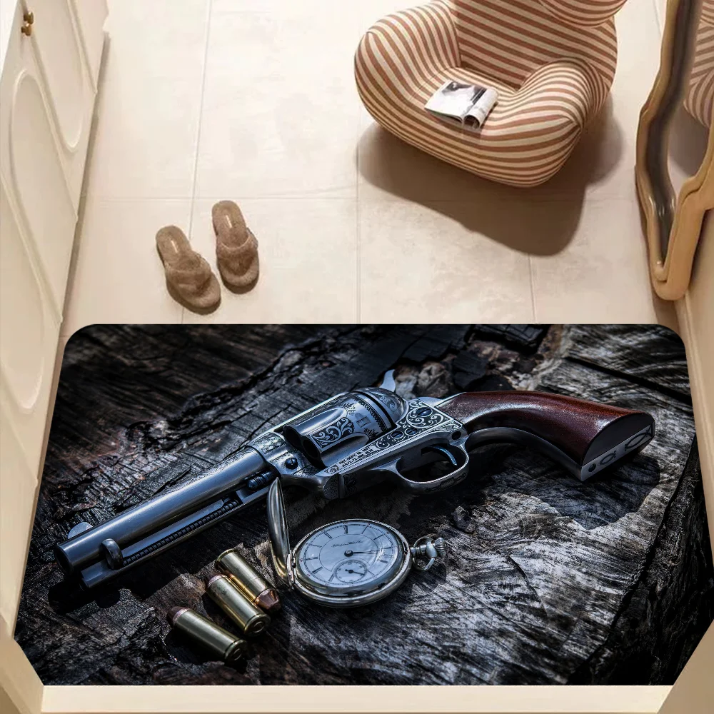 Rifle Pistol Revolver Gun AK47 Hallway Carpet INS Style Soft Bedroom Floor House Laundry Room Mat Anti-skid Bedside Area Rugs