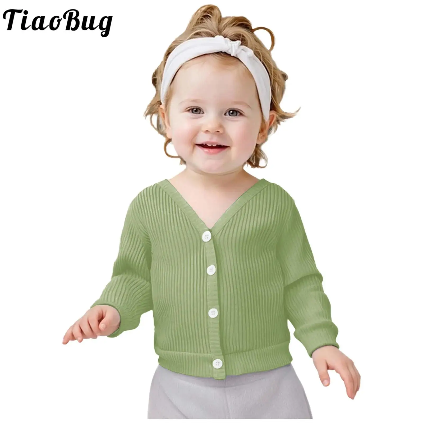 Infant Baby Girls Summer Thin Cardigan Coat Breathable Long Sleeve Button Ribbed Tops Kids Clothing Outdoor Picnic Daily Wear