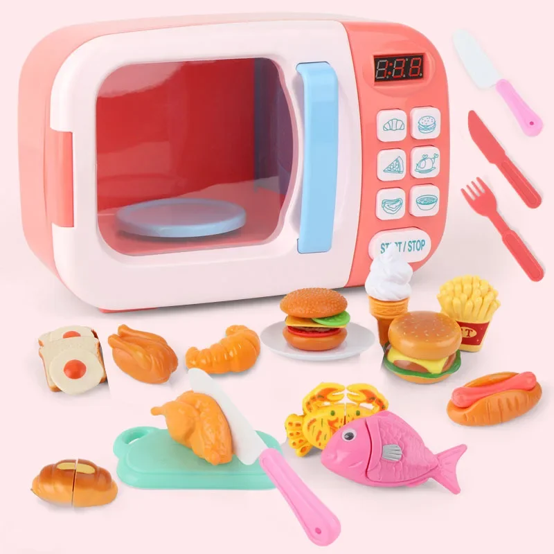 Simulation Small Appliances Kitchen Electric Microwave Oven Timing Fun Children Play House Cooking Interactive Toys Kids Gifts