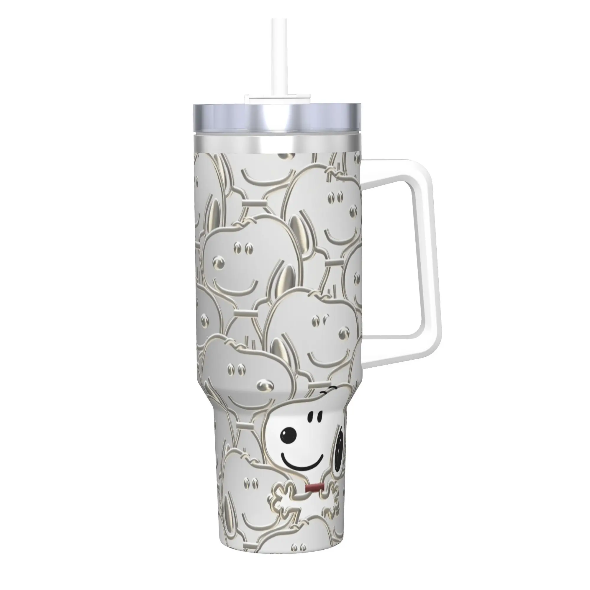 

Стакан Snoopys and Woodstock Kawaill Dogs, 40 унций, стакан из нержавеющей стали с двойными стенками, вакуумная изоляция, стакан с соломинкой