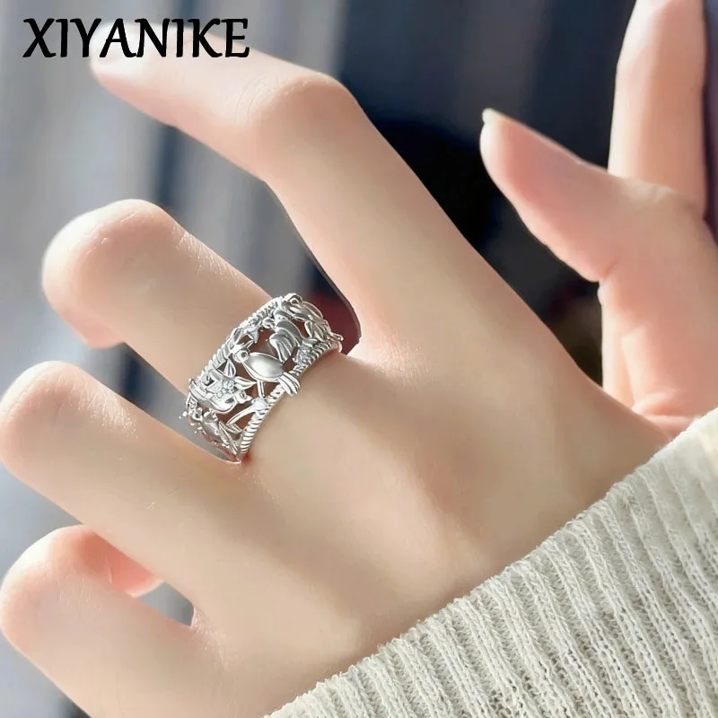 XIYANIKE Vintage Magpie Bird Adjustable Finger Rings For Women Ethnic Style Fashion New Female Jewelry Gift Party кольца