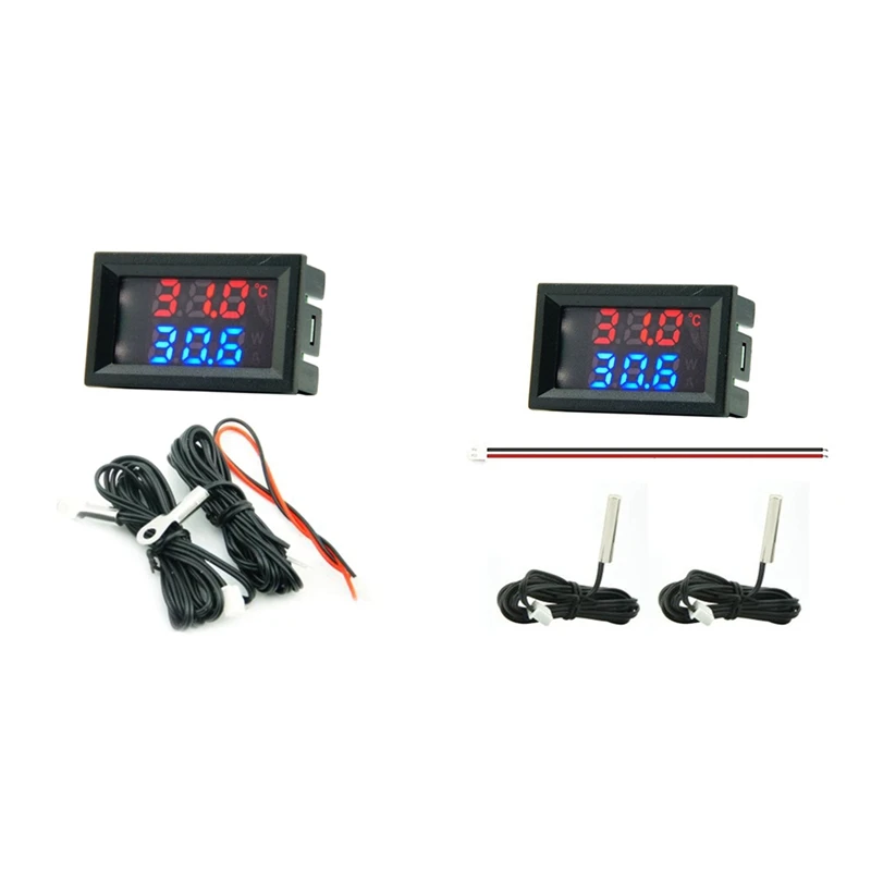 Black 4-28V Digital Thermometer Double Display Detectors Snowmobile Candle Temperature Car Thermometer 1Set