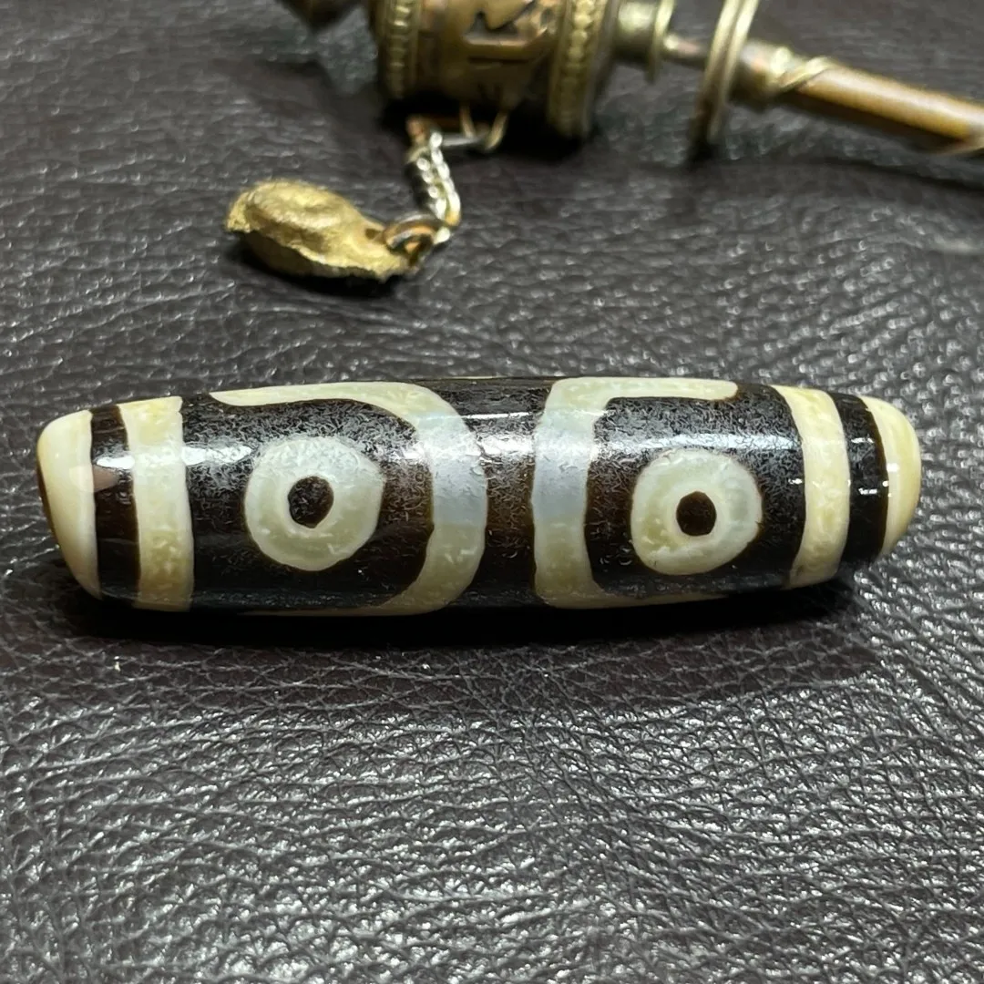 

Tibetan Nepalese Himalayan Ancient agate Old Dzi Talisman 3 eye Beads Amulet