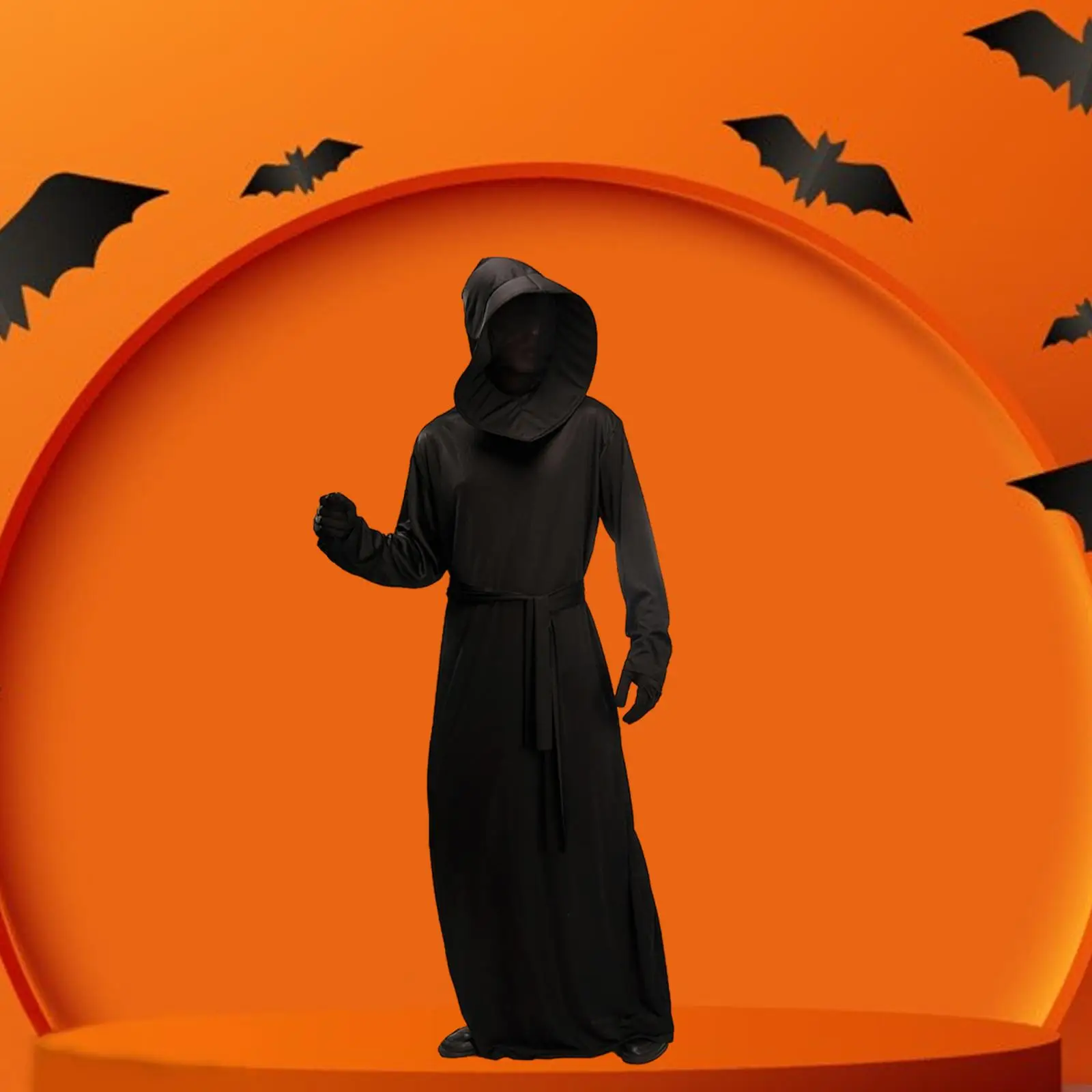 فستان تنكري للهالوين من البوليستر مع غطاء للرأس لحفلات المهرجانات والعطلات #4