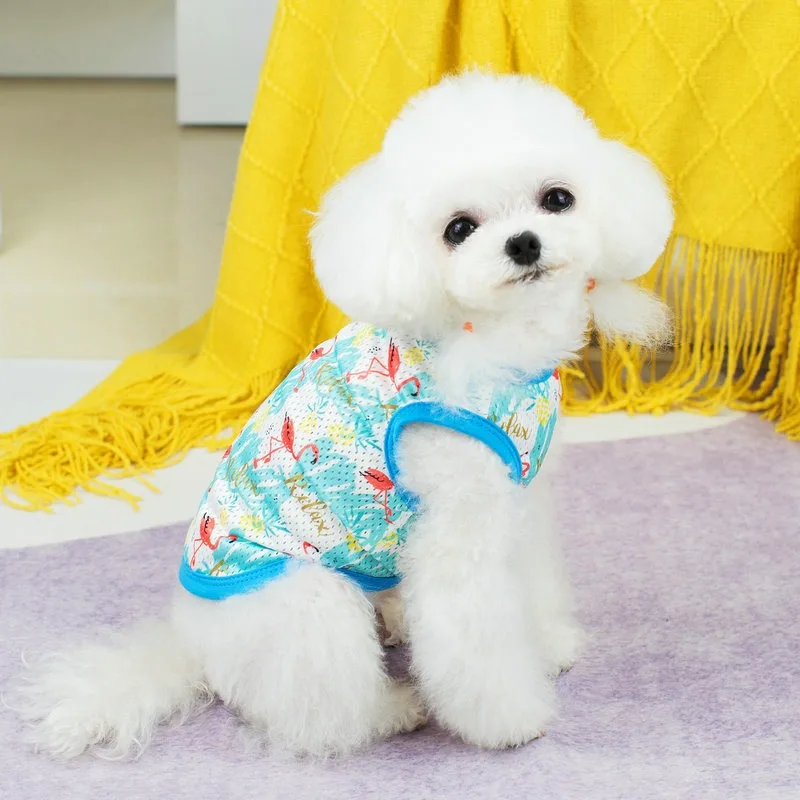 Bichon Flamingo Vest Cartoon Dog Clothes Summer New Mesh T-shirt Pet Dog Breathable Clothes Dog Products