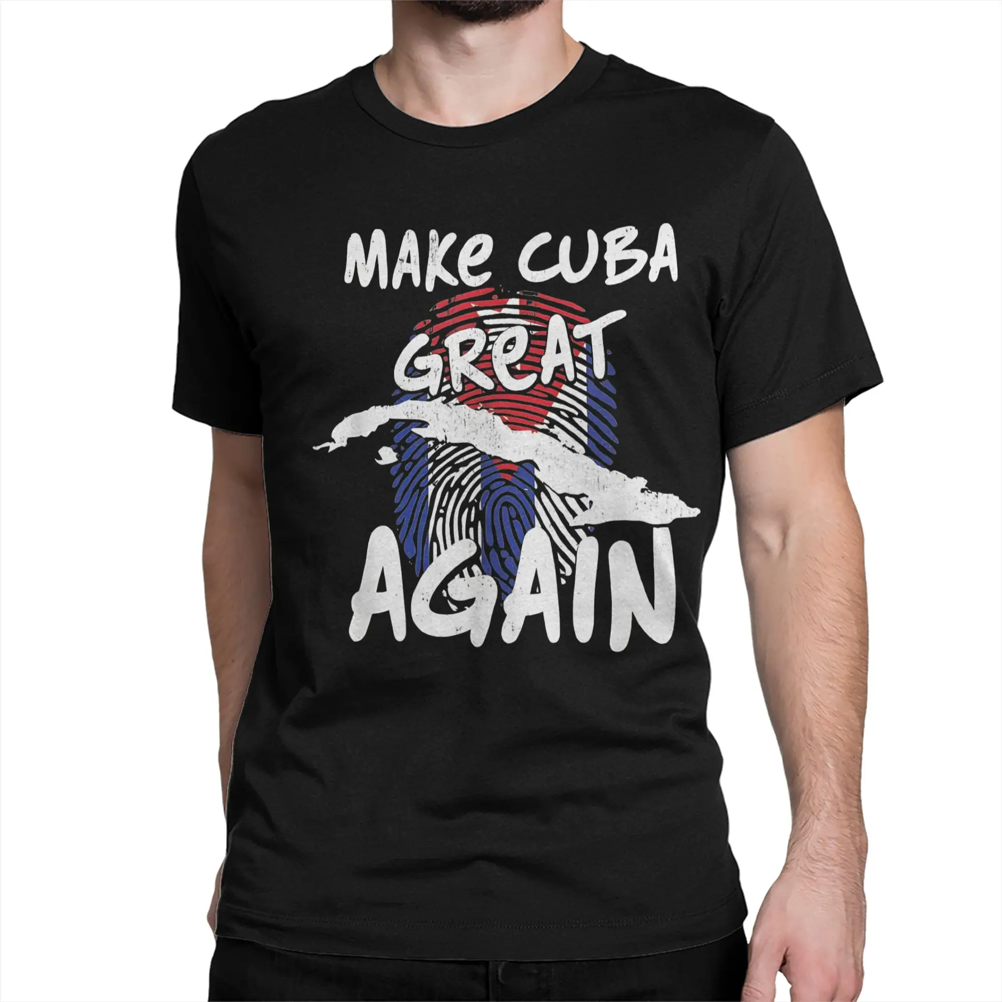 New Arrival make Cuba great again Cuban Flag Vintage  T Shirt For Unisex  Pure Cotton T-shirts Short Sleeve Clothes