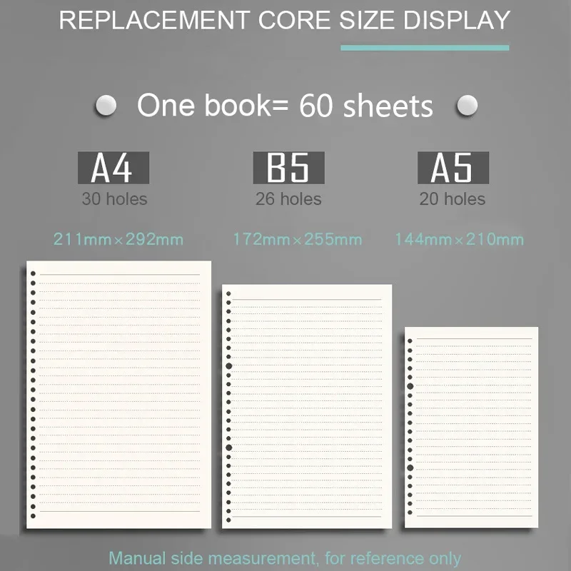 Imagem -06 - Transparente Folhas Soltas Binder Notebook Diário Inner Core Cover Caderno Planejador de Jornal Artigos de Papelaria a5 b5 a4