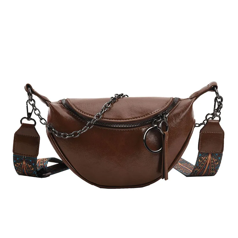 Retro Female Belt Bag Fashion Leather Fanny pack Handbag Designer Chain Shoulder Crossbody Chest Bags New Woman Saddle Waist Bag