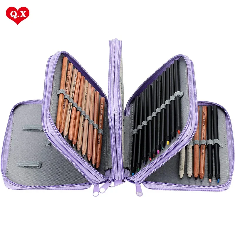 72 Holes 4 Layers of Pencil Case Portable Large Capacity Multifunctional Pen Bag with Zipper Pocket School Supplies stationery