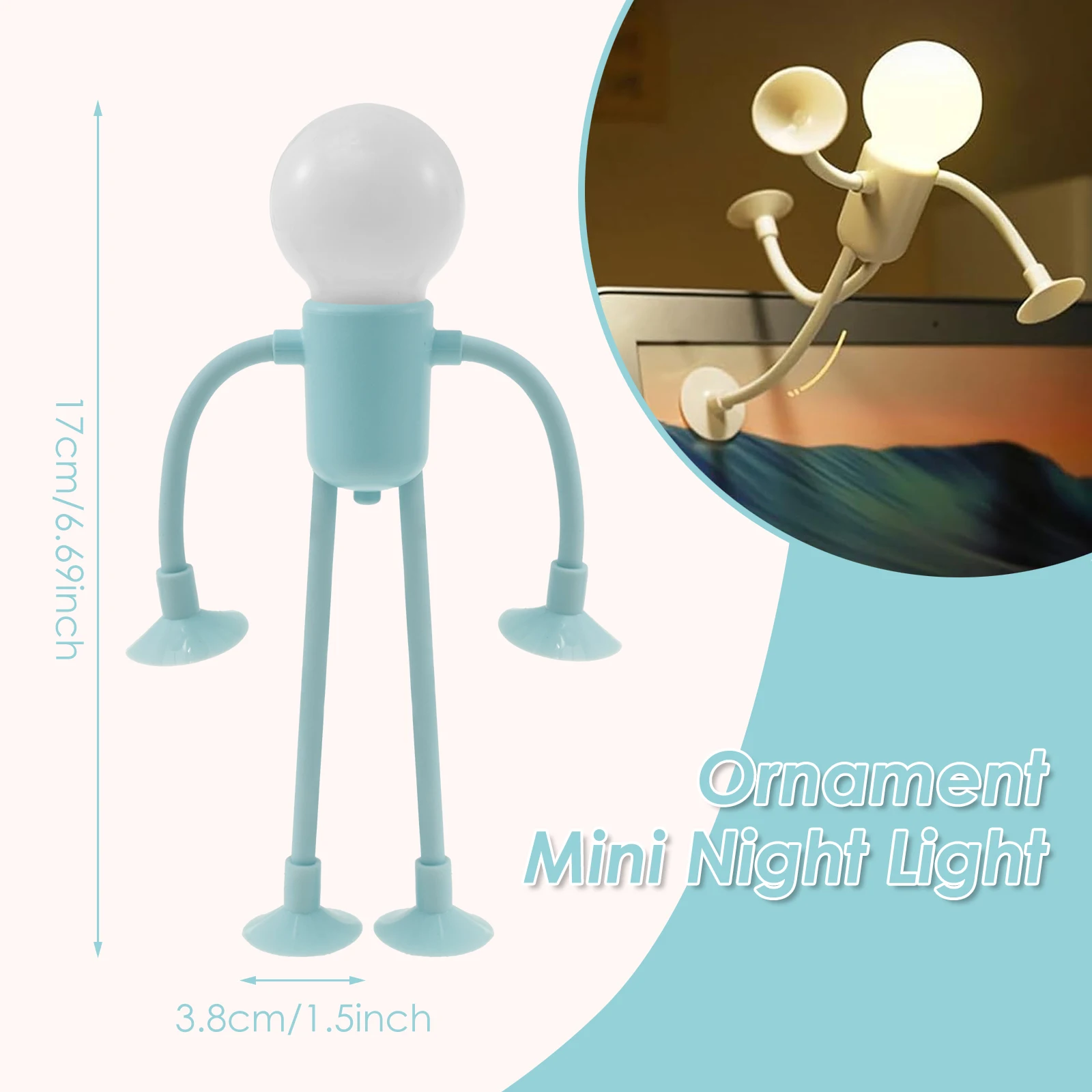 Changeable Shape Funny Sportsman Night Light Versatile Lamp Creative Fun Quirky Button Battery Desk Lamp Ornament Vacuum Suction