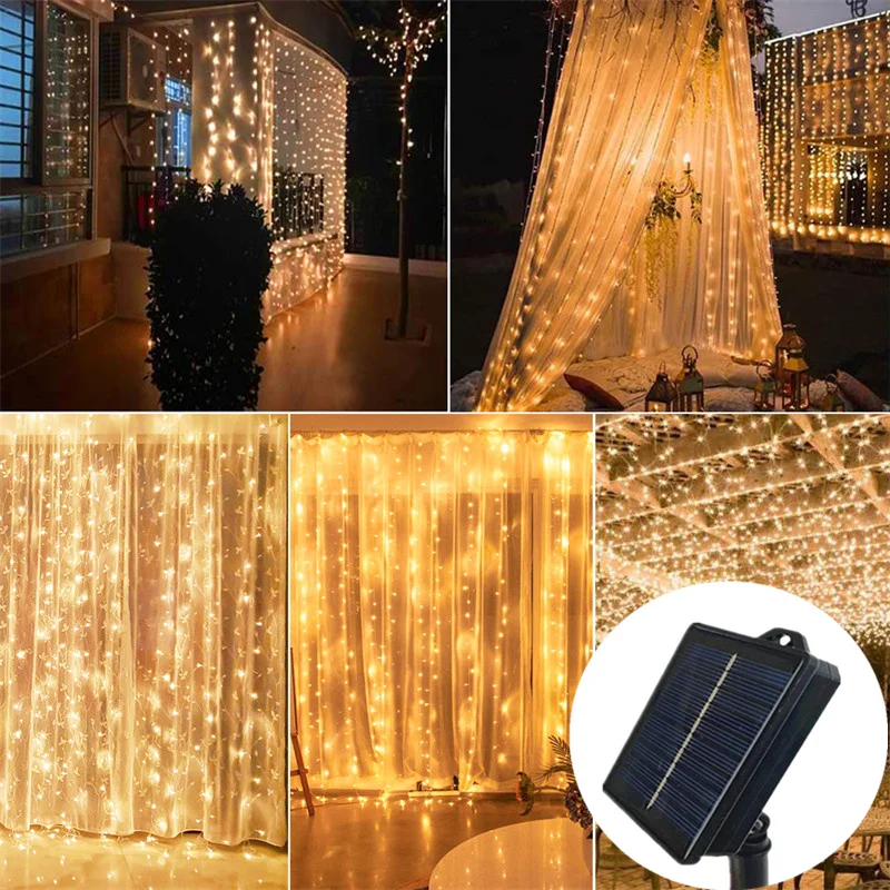 2025 عيد الميلاد الديكور أضواء الستار الشمسية في الهواء الطلق الجنية أضواء LED أضواء عيد الميلاد غرفة الزفاف زينة سلسلة أضواء #5