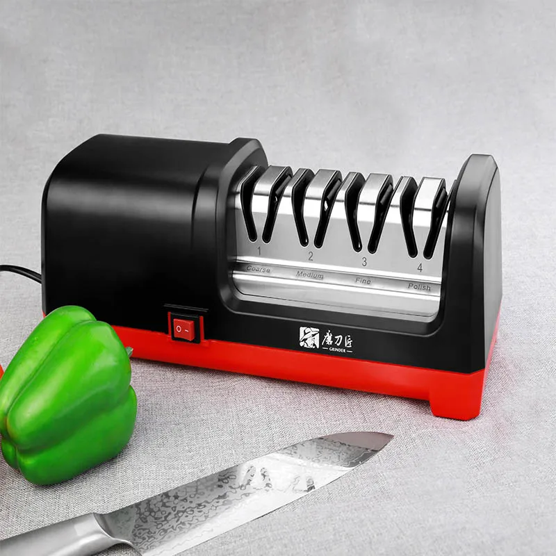 

TG2102 4 Stage Electric Knife Sharpener 20-Degree Grinding Edge Knife Sharpener for Kitchen Knives with Sharpening and Polishing