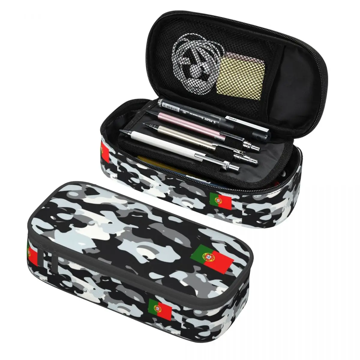 Custom Portugal Flag Urban Camouflage Kawaii Pencil Case Girls Boys Large Storage Military Camo Pencil Box Students Stationery