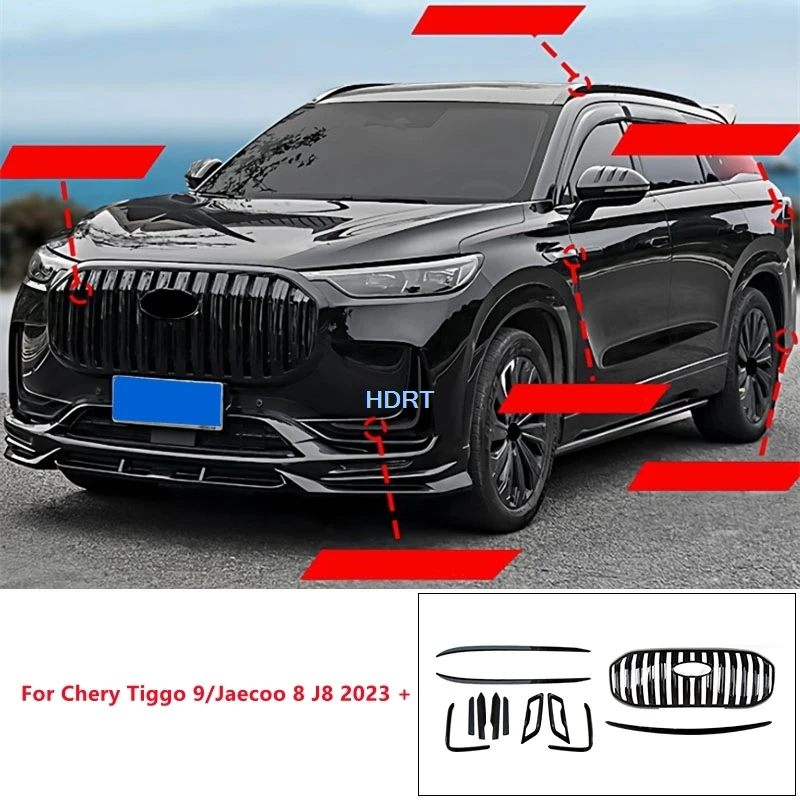 Per Chery Tiggo 9/Jaecoo 8 J8 2023+ - Griglie Anteriori Sportive, Copertura Parafango Posteriore, Rivestimento Portapacchi Bagagliaio