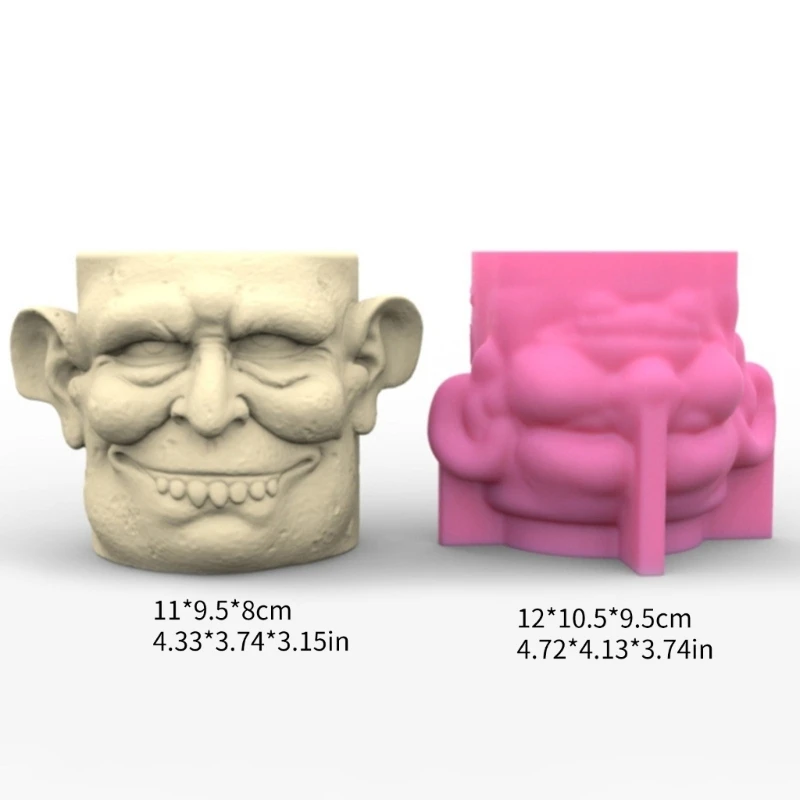3D DIY Flower Pots Mold Silicone Concrete Molds Strange Face Shaped Vase Moulds