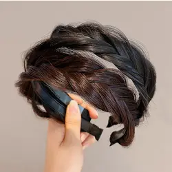 Wash Face Headband Wide-brimmed Fishbone Braid Girl Wide Hair Hoop Wig Headband Korean Style Headwear Female Hairbands