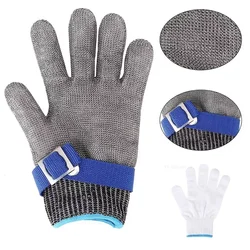 Guantes de alambre de acero inoxidable, grado 5-9, anticorte, resistente al desgaste, protección de manos para jardinería, seguro de trabajo, 1 ud.