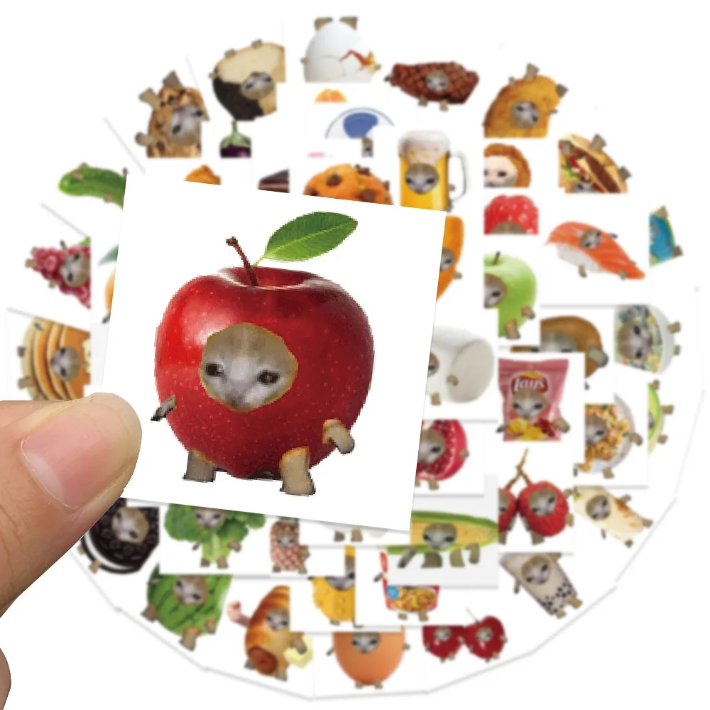 69Pcs Funny Meme Cat And Food Cute Graffiti Stickers For Toy Luggage Laptop Ipad Skateboard Phone Car Stickers Wholesale view 4
