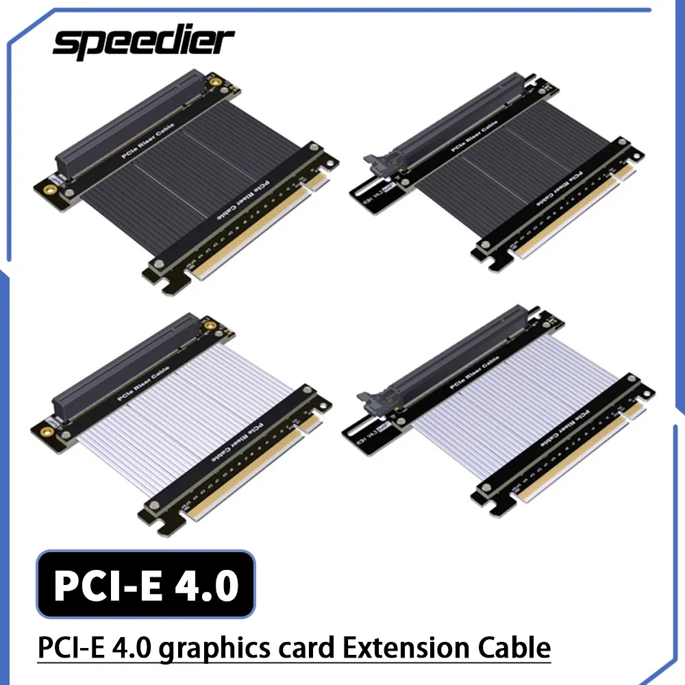 

Высокоскоростной удлинительный кабель Riser PCI Express 4.0 x16, вертикальный графический процессор, игровой PCIe4.0, черный/серебристый для видеокартов RTX 3090