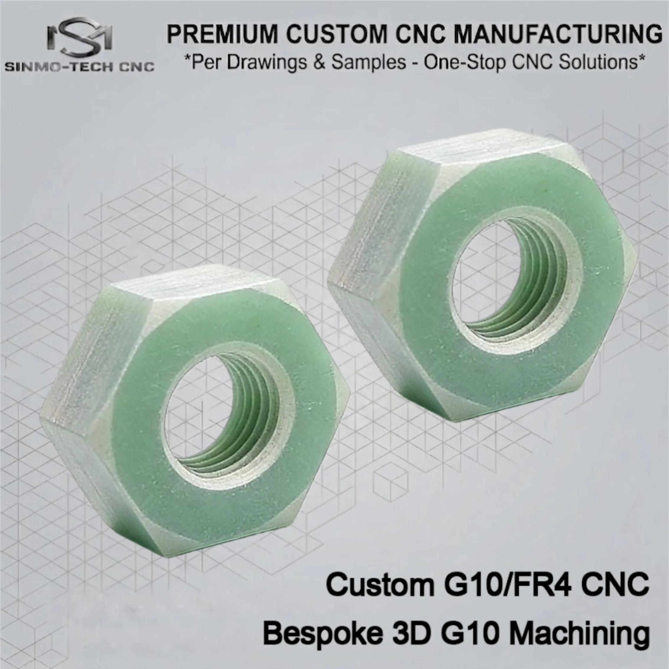 Custom G10 FR4 Insulation Bolt Screw Washer Nut Flame Retardant Epoxy Glass Fiber Fastener EV Battery CNC Machining 1pc