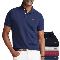 100% Cotton High Quality Summer Men's Polo Shirts S-5XL Casual Solid Short Sleeve Polos Homme Fashion Sports Shirt Mens Tops