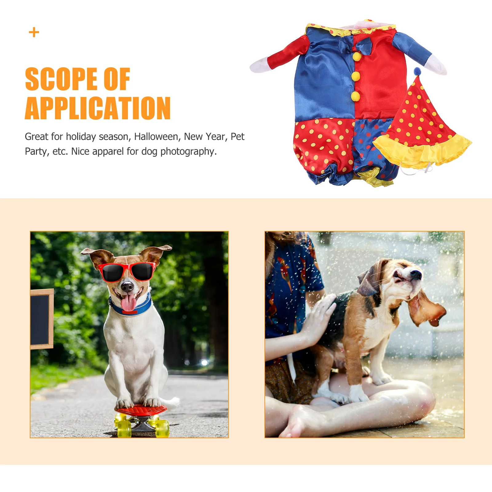 

Clown Costume for Dog Pet Apparel Christmas Themed Circus Dress Dogs Outfit Costumes Small