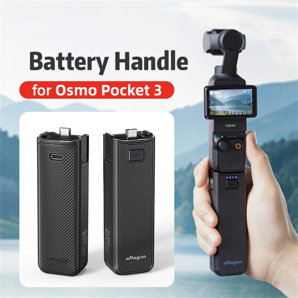 Dji Osmo Pocket 3用バッテリーハンドルグリップ、アクションカメラアタッチメント、ポータブル充電器、モバイルパワーバンク