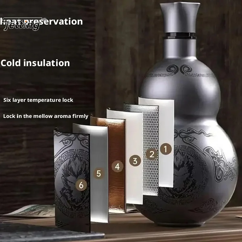 1Pcs 500ml Wukong Theme Gourd Style Water Bottle Thermal Insulation Cup Game Hobby Cosplay Portable Outdoor Sport Water Bottles - Image 2