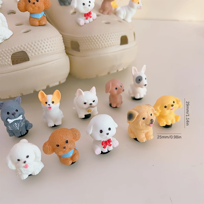 2-10Pc Spring 3D Puppy Shoe Charms for Garden Cute Diy Girl Garden Sandals Decorations Detachable Clogs Pins Slipper Accessories