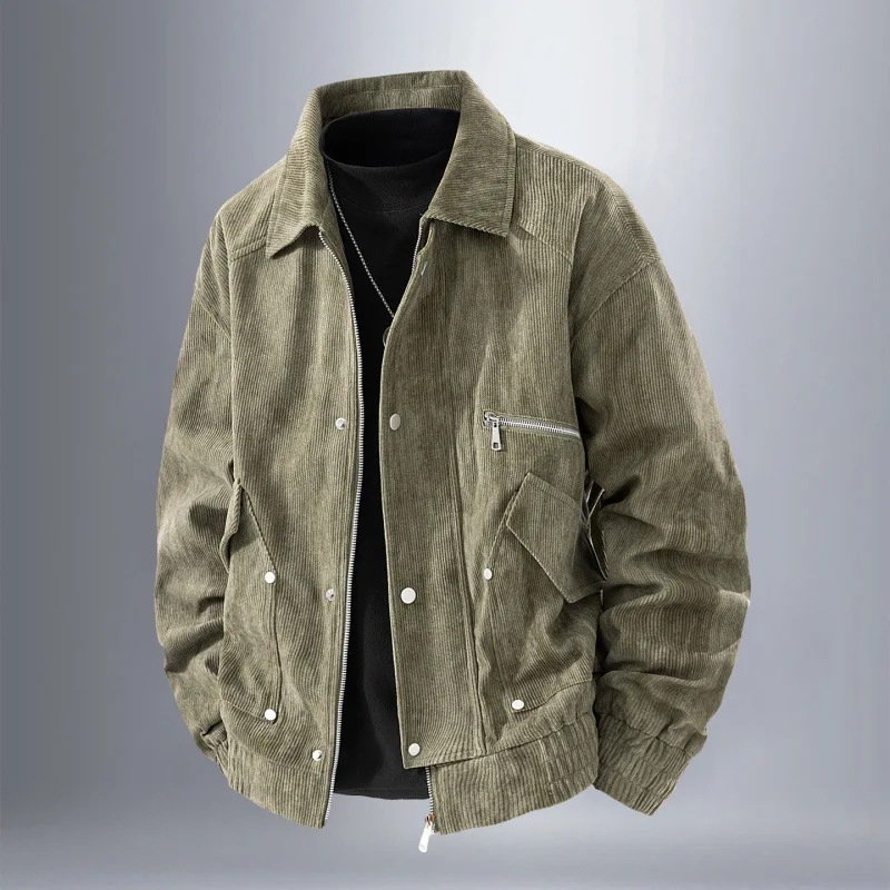 Retro American Men's Corduroy Jacket Windproof Breathable Durable Skin-Friendly Spring Autumn New 2025