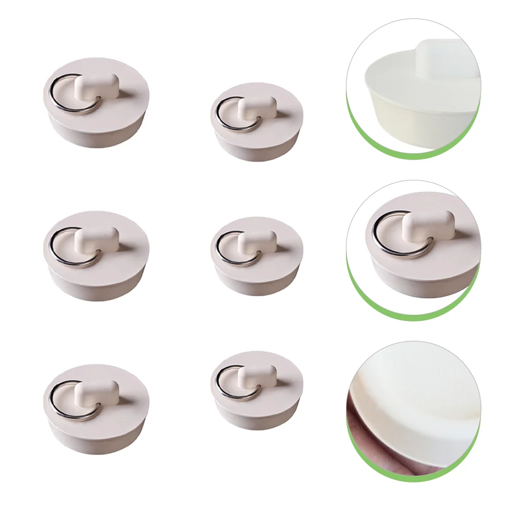 

6 Pcs Sink Stopper Tube Stops Leak-proof Rubber Plug Bath with Ring Belt Bathroom Drain Plugs Pull