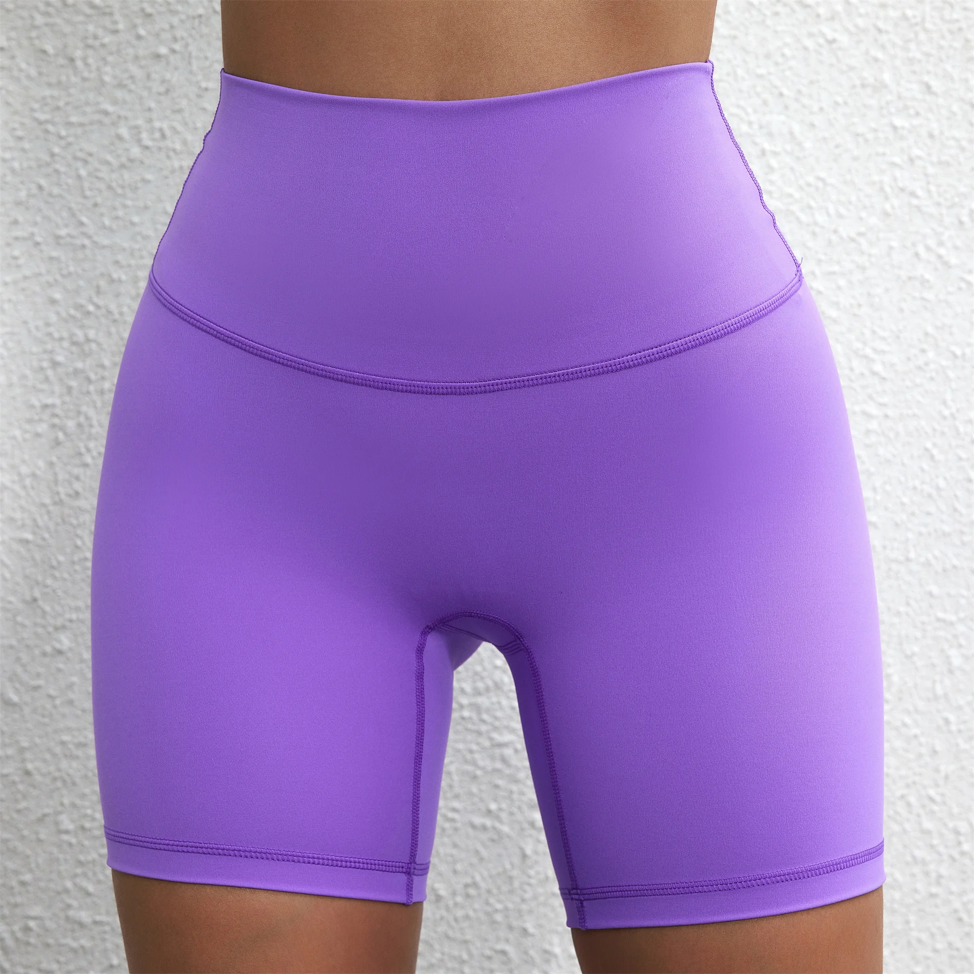 Einfarbige Damen-Sport-Yoga-Kurzleggings, Kompressionsunterstützung, Schweiß-Körbis, umfassendes Training, Joggen, Radfahren, Innentasche – Detail 6