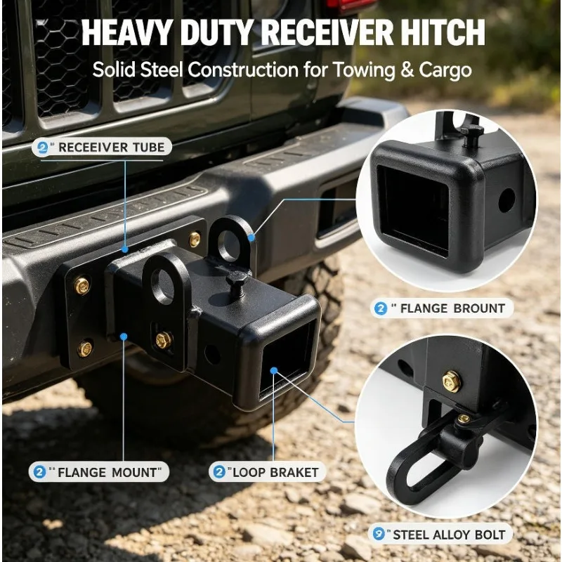 Trailer Square Mouth Base Tow Hook Offroad Parts Fit Tank300 Tank400 Rear Bumper Trailer Hitch Off Road Auto Mod Accessories