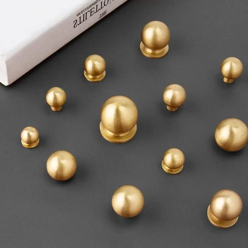 【HG】Retro Brass Ball Cabinet Knob Single Hole Matte Finish Solid Round Drawer Knob For Cupboard Wardrobe Furniture Decoration