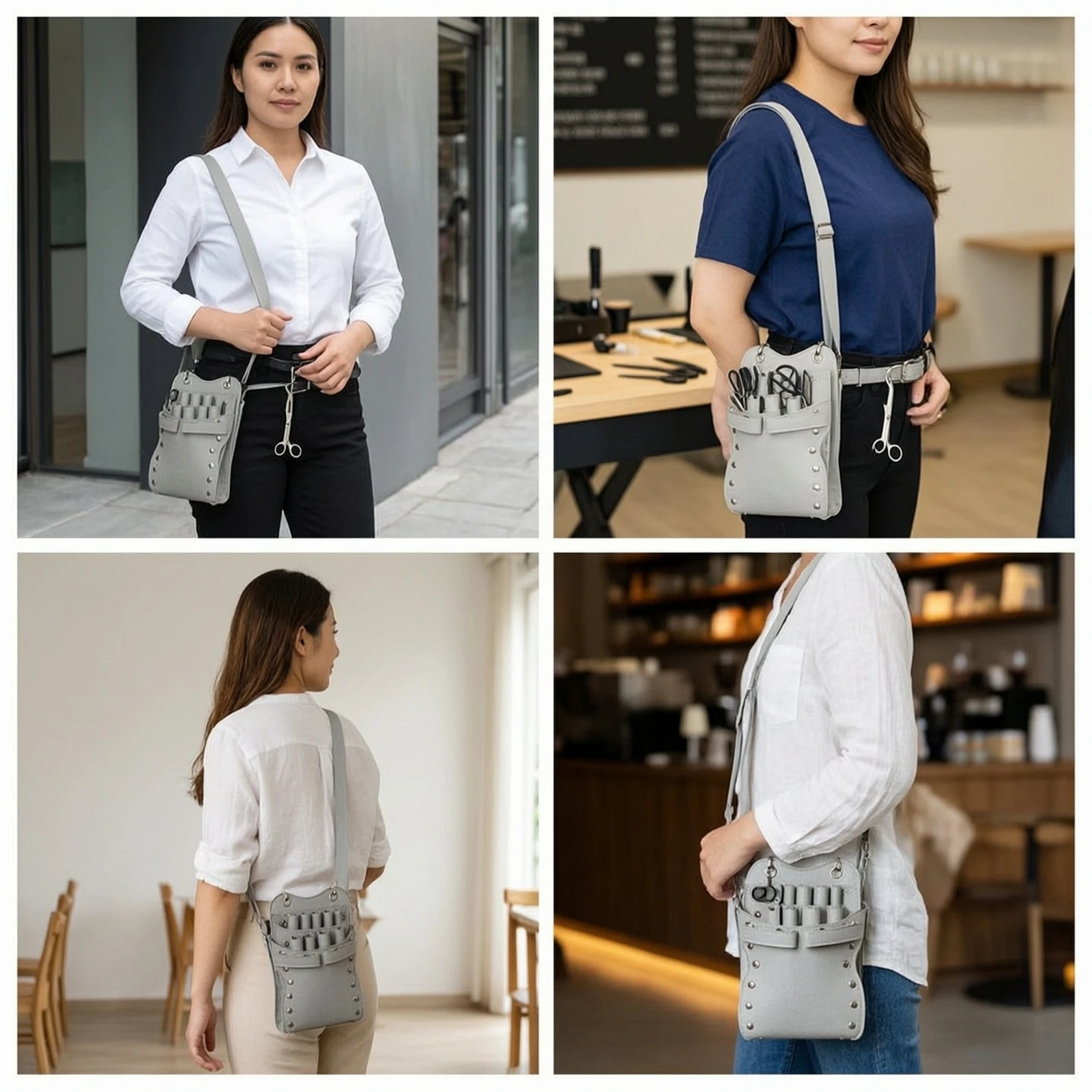 Hairstylist Tool Bag Compact Hairdresser Waist Bag Shears Holder with Strap Structured Scissors Holder Shielded