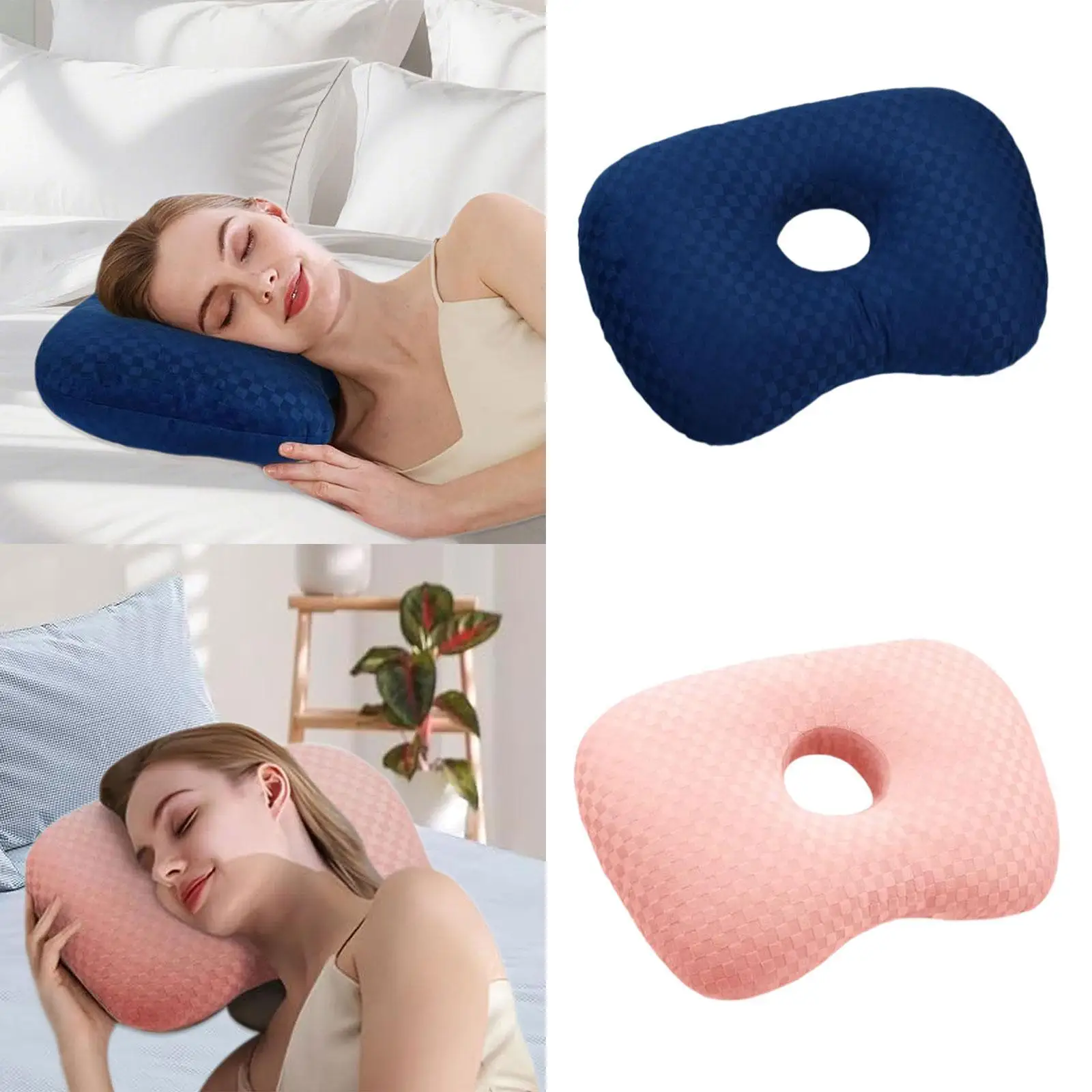 Ear Piercing Pillow for Side Sleepers Velvet Pp Cotton Guard Protector Cushion Portable Pillow for Home Beauty Salon Nap