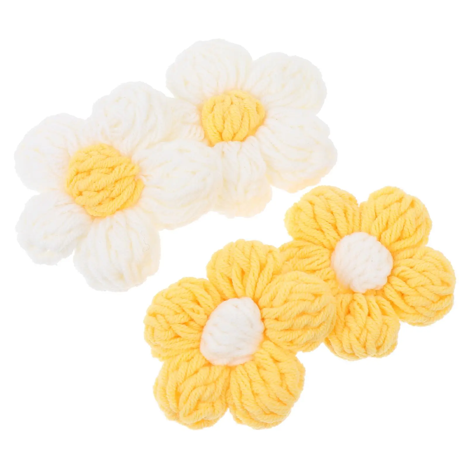

4 Pcs Knitting Flowers naments Cloth Materials DIY Flower Decors Garment Accessories Floral Clothing Stage Craft Project
