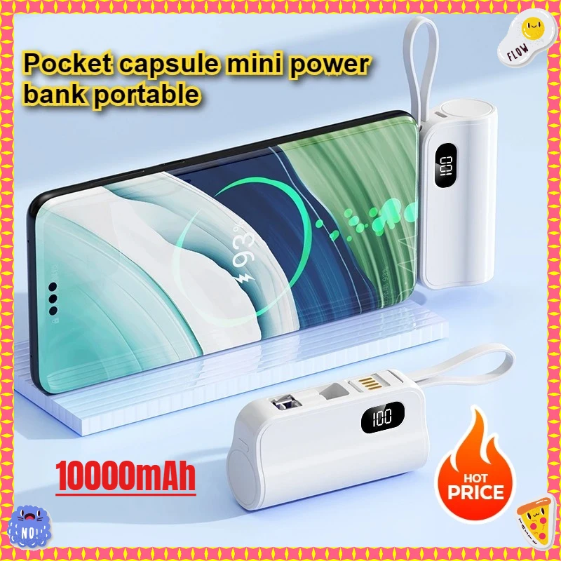 

Pocket Capsule Mini Power Bank Portable Power Bank with Its Own Cable Bracket Mobile Power Supply