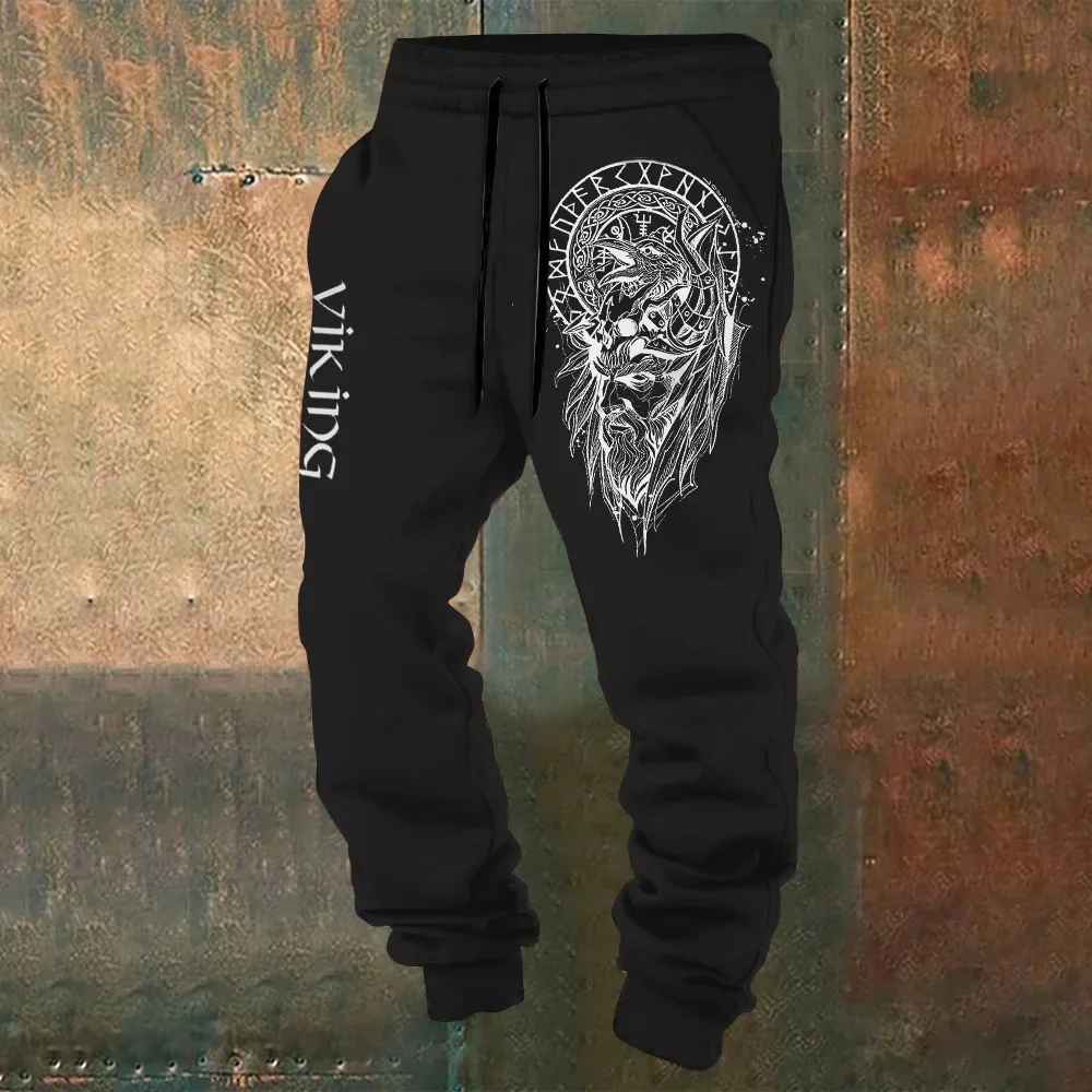 

Men's Retro Viking Totem Art 3D Printed Casual Pants with Drawstring Warmth Leg Tights Sports Pants
