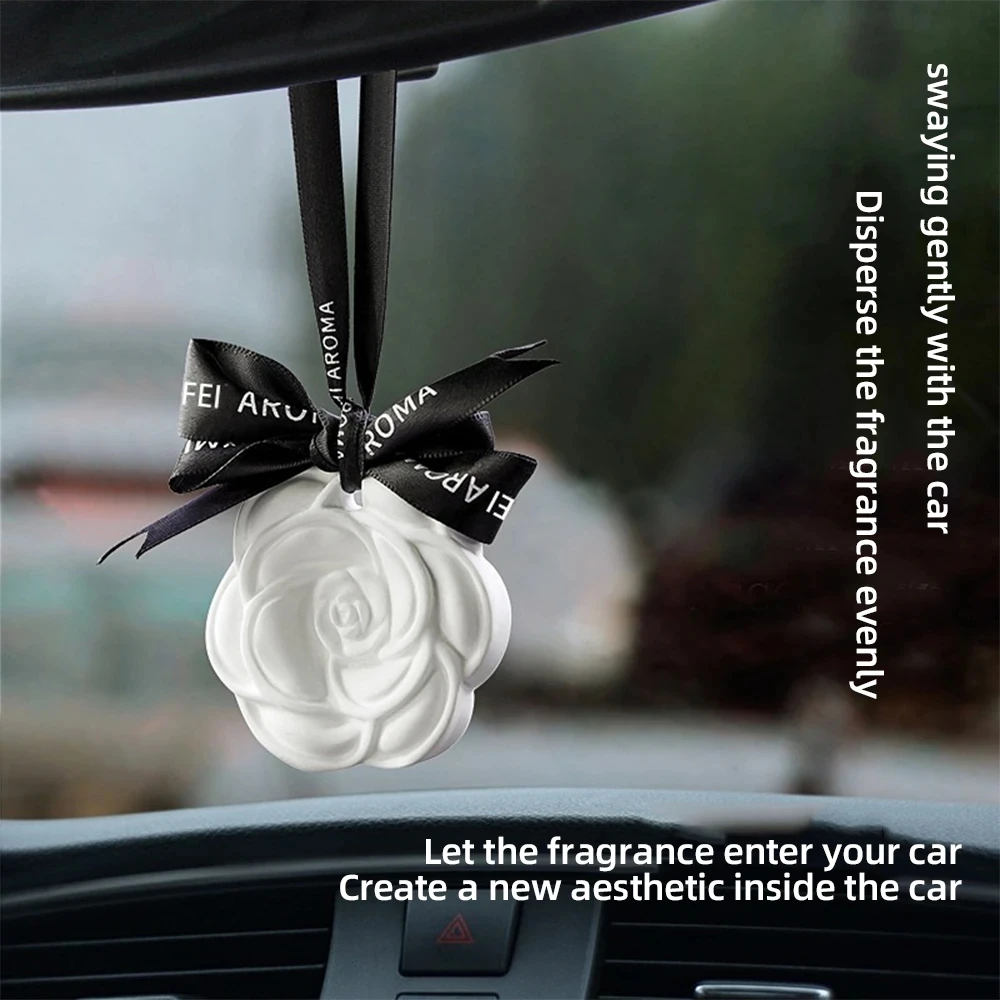 Gypsum White Flower Car Hanging Air Freshener Perfume for Car Styling Aroma Fresh Air Purifier Interior Decorations Ornament