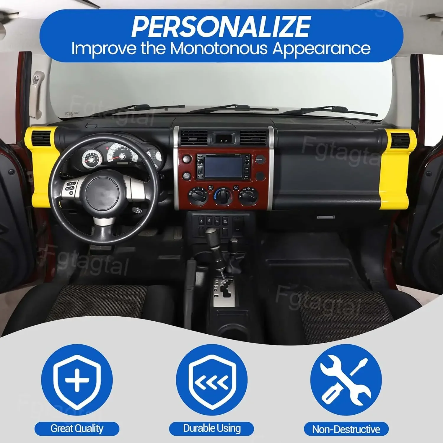 ABS 5 Color Choice Car Dashboard Side Air Condition Outlet Frame Trim Decorative Cover Fits For Toyota FJ Cruiser 2007-2021