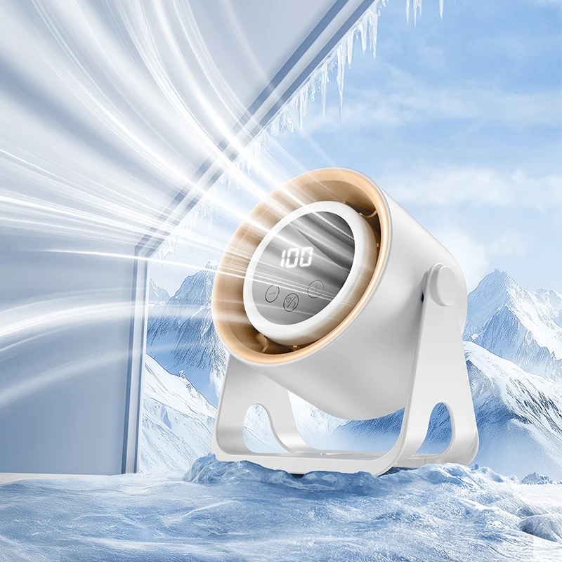 USB Rechargeable Mini Cooling Fan With Digital Screen Portable Wall Mount Desk Fan Quiet Personal Air Cooler For Office Bedroom