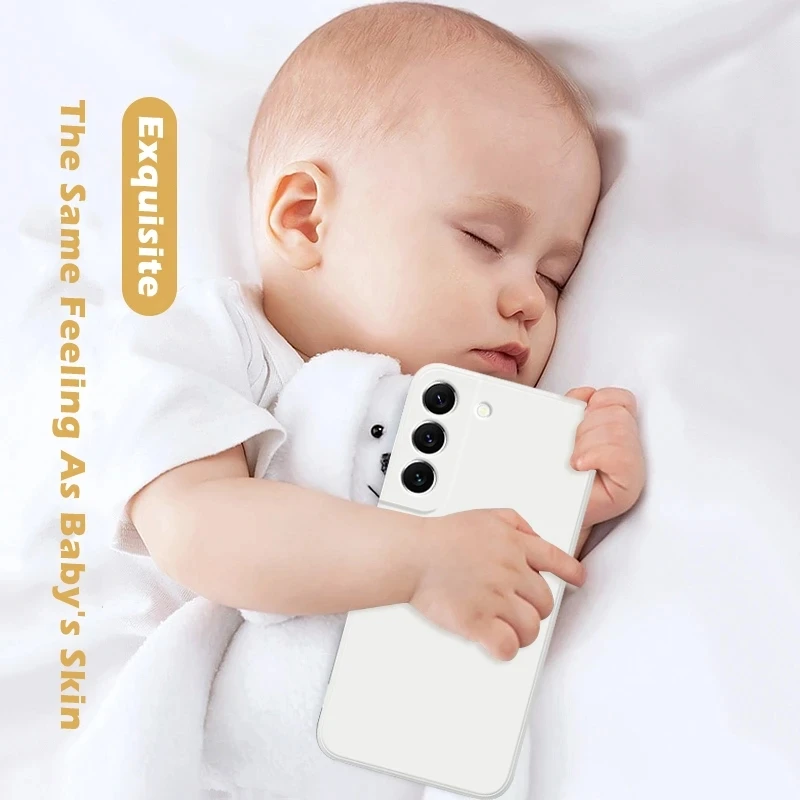 S22 الترا حافظة مربعة السائل سيليكون لينة غطاء لسامسونج غالاكسي S23U S22 الترا زائد S22ultra S22Plus 5G الهاتف الأصلي