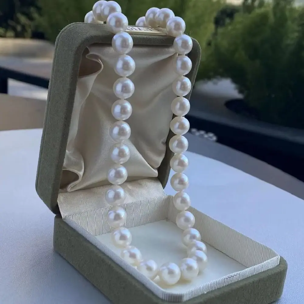 Gorgeous Jewelry Necklace AAAA10-11mm Natural akoya  Pearl Necklace 16in/18in/925s