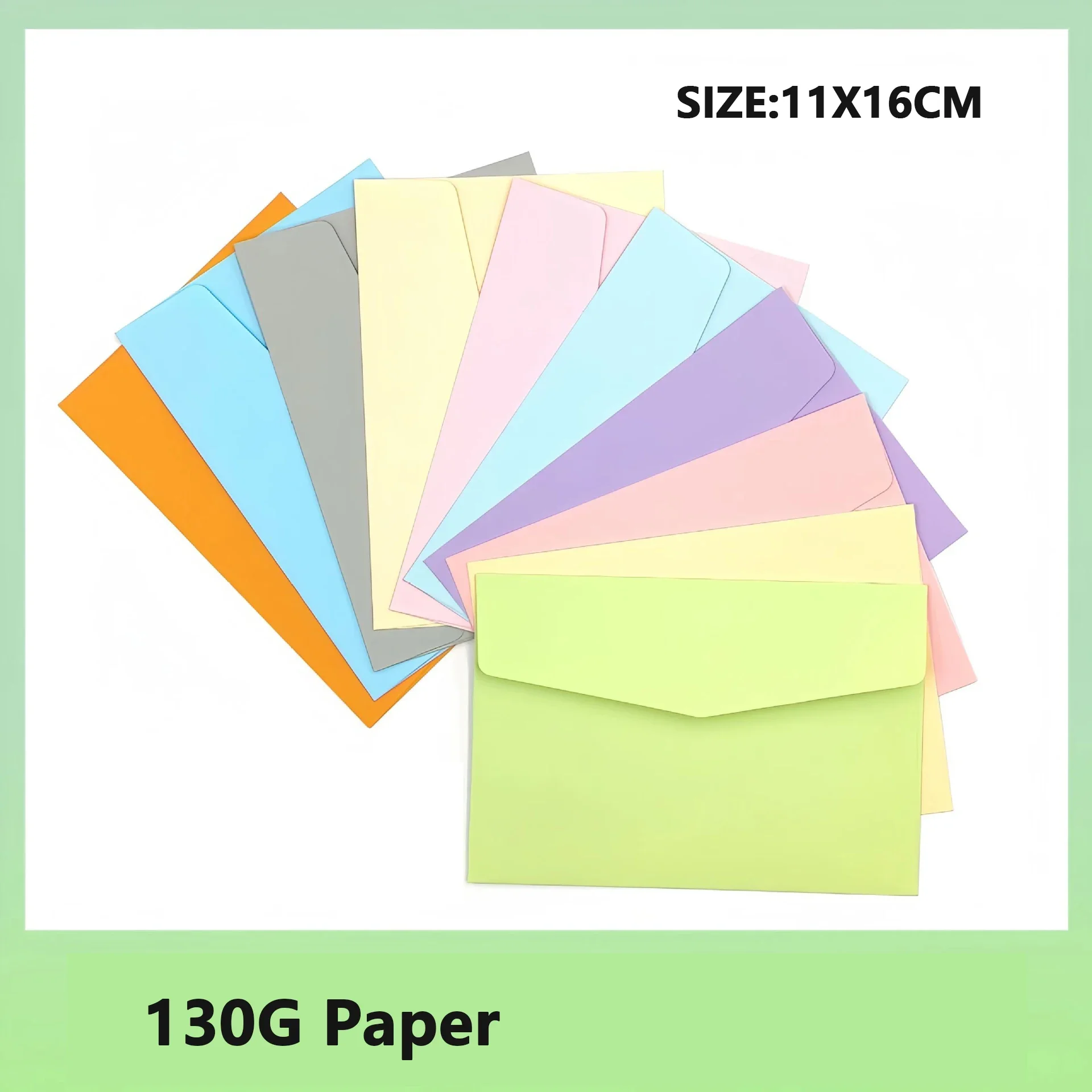 50pcs Multiple Colors Envelopes 130g Paper 16x11cm Greeting Card Business Card Western Envelope for Wedding Invitation Packaging