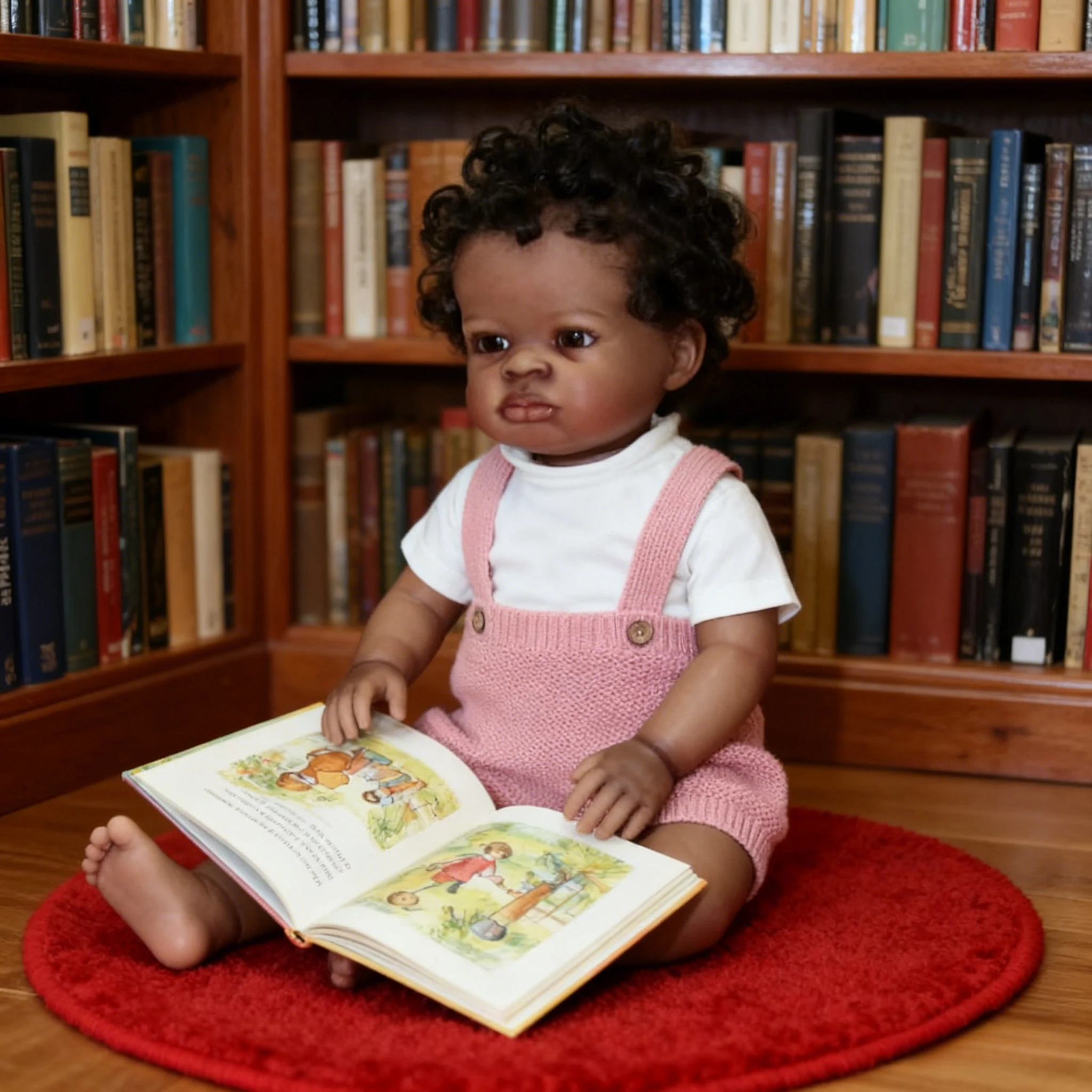 

NPK 19''100% Handmade High Quality Dolls Dark Brown Skin Reborn Baby Lanny Lifelike Bebe Collectible Art Doll