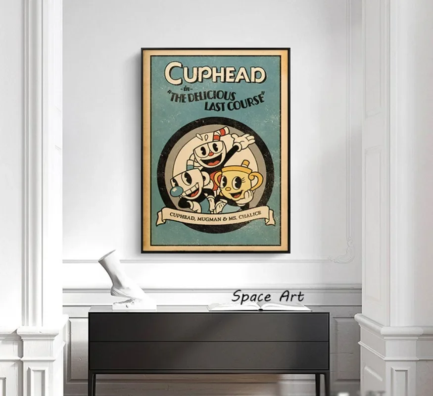 Classic Retro Wall Art Game Anime Cuphead Cartoon Characters HD Canvas Printed Poster Home Living Room Bedroom Decoration