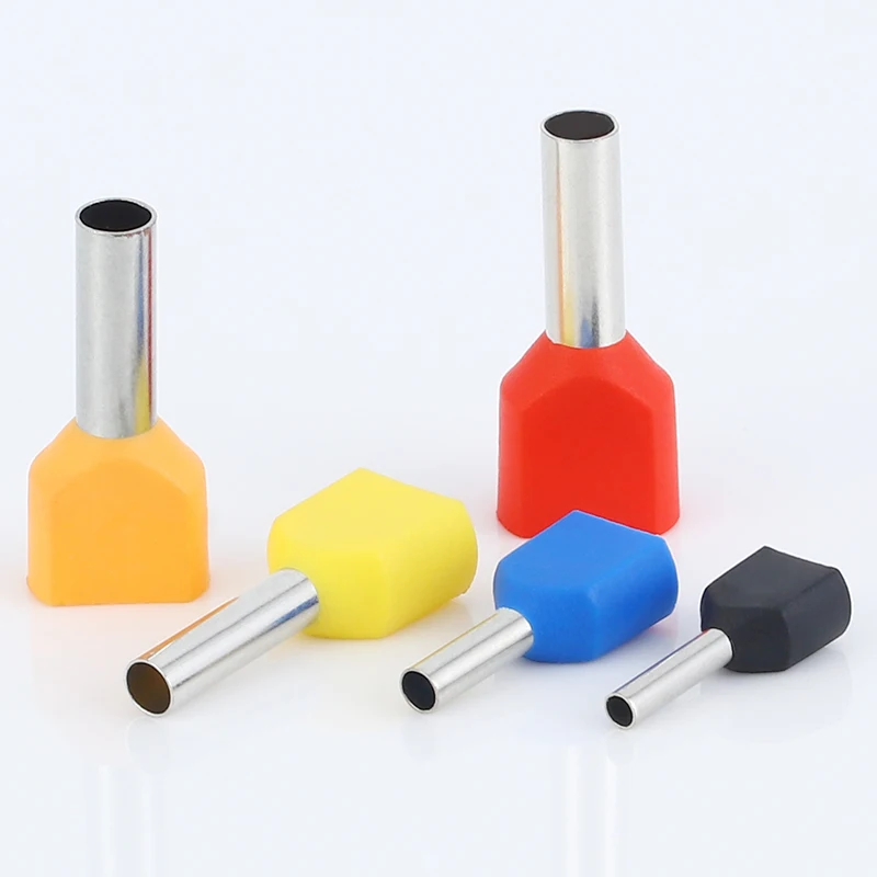 1000pcs  Dual Crimp  Terminals Wire Ferrules End Sleeve TE0508/0510/0512/7508/1008/1510/1512/2508