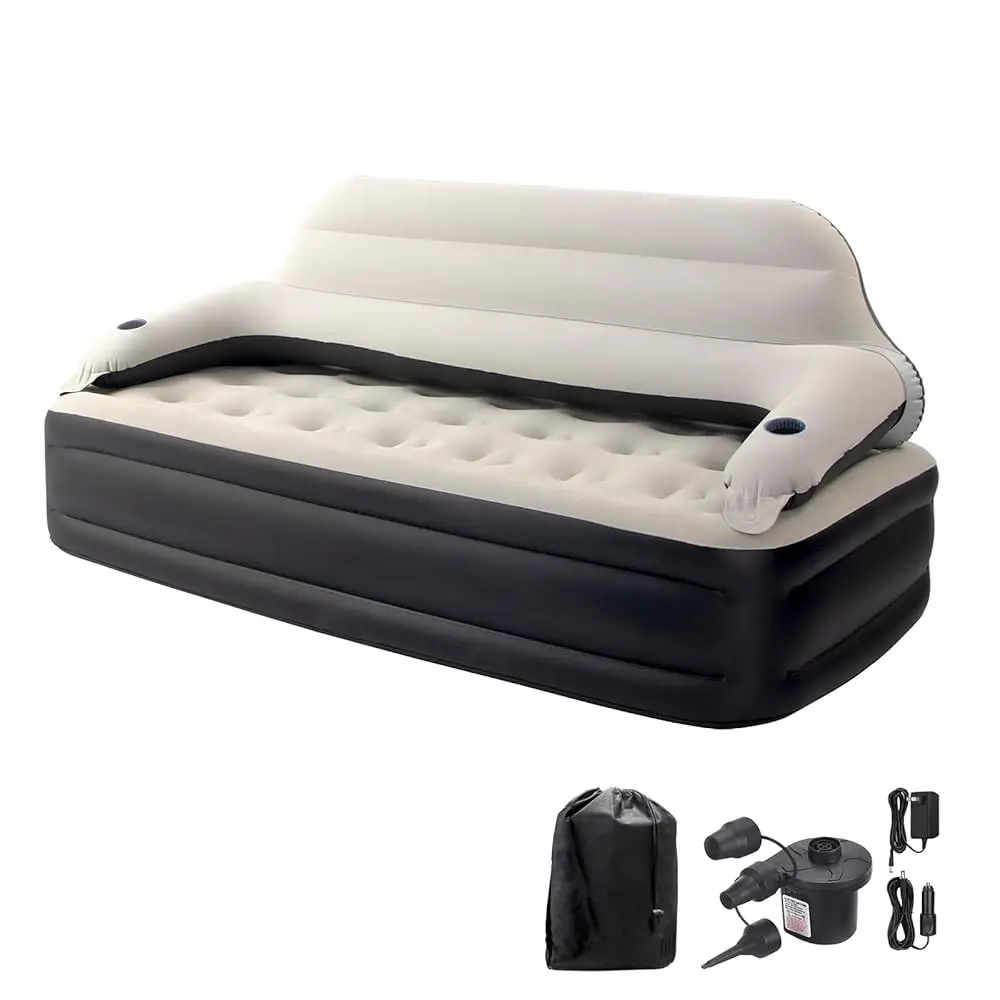 

Twin Size Air Sofa Bed Mattr With Headboard And Pump,Blow Up Couch Inflatable Bed